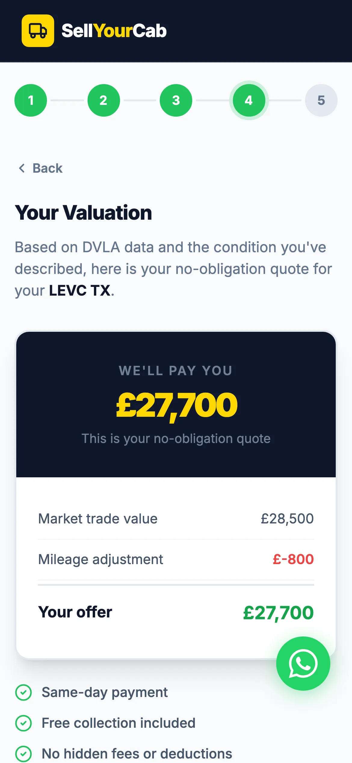 The valuation offer on a phone, with a one-tap accept